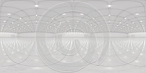 Full spherical hdri panorama 360 degrees of empty exhibition space. backdrop for exhibitions and events. Tile floor. Marketing