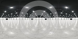 Full spherical hdri panorama 360 degrees of empty exhibition space. backdrop for exhibitions and events. Tile floor. Marketing