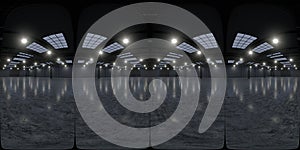 Full spherical hdri panorama 360 degrees of empty exhibition space. backdrop for exhibitions and events. Tile floor. Marketing photo