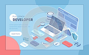 Full Stack Developer. Programmer who can work with software and hardware part of the service Back-end and user interface Front-end