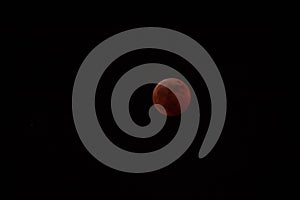 Full super wolf blood moon lunar eclipse, fully red