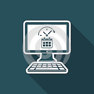 Full time and all days computer services - Vector flat icon