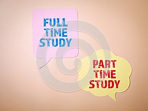 Full time and Part time study concept