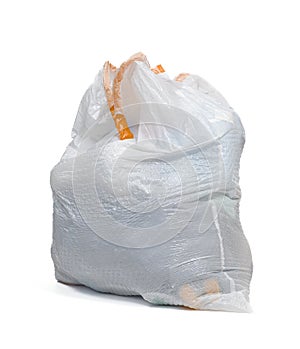 Full Trash Bag Isolated on White With Copy Space