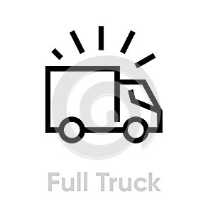 Full Truck Delivery icon. Editable line vector.