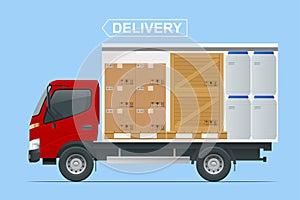 Full truckload, Shipping, Logistic Systems, Cargo Transport. Cargo Truck transportation, delivery, boxes. Delivery and