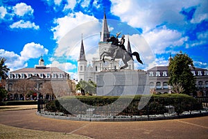 Full view of Jackson square in New Orleans, Louisiana