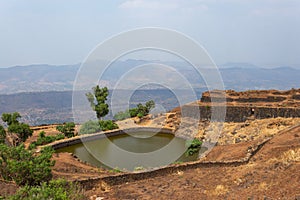 Full view of Padmavati lake from the top,Rajgad fort, Pune,