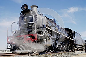 Full view of steam train at Swakopmund, Namibia