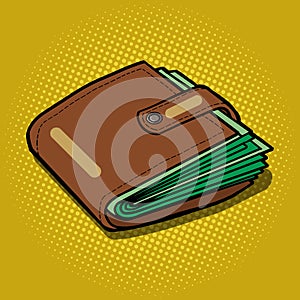Full wallet with money pop art vector