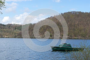 Full water reservoir at the german lake Edersee at the village Asel