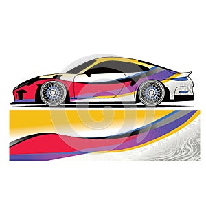 Full wrap racing car abstract vinyl sticker graphics kit