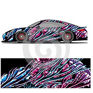 Full wrap racing car abstract vinyl sticker graphics kit