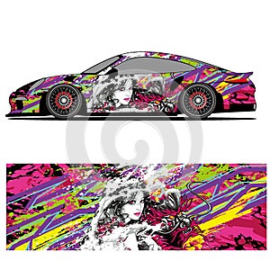 Full wrap racing car abstract vinyl sticker graphics kit