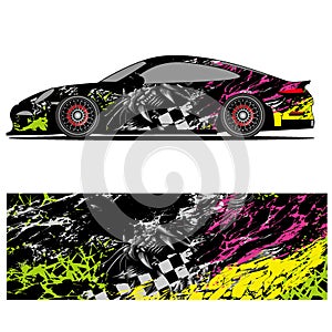 Full wrap racing car abstract vinyl sticker graphics kit