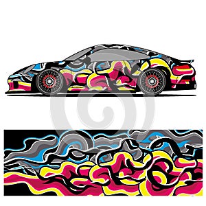 Full wrap racing car abstract vinyl sticker graphics kit