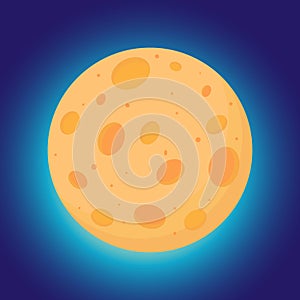Full yellow moon with Craters in the Universe
