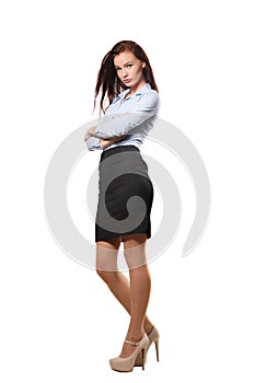 Fullbody business woma isolated over a white background