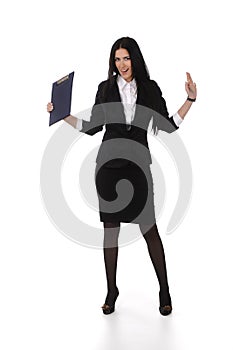 Fullbody business woman carrying