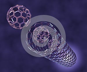 fullerene buckyballs inside of the carbon nanotube