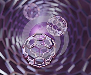 fullerene buckyballs inside of the closed carbon nanotube