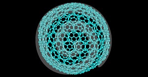 Fullerene C720 molecular structure isolated on black