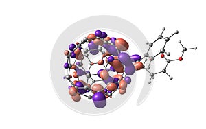 Fullerene derivative with orbital isolated on white photo