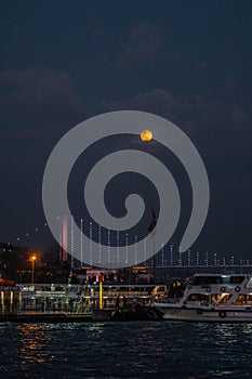 Fullmoon view over Istanbul Bosphorus