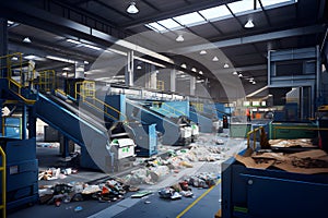 fully automated recycling facility efficiently processes and sorts of recyclables. AI Generated