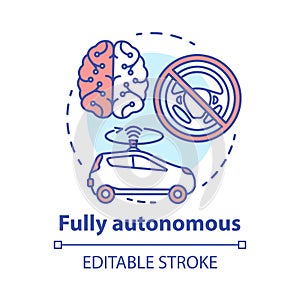 Fully autonomous concept icon. Car driven by artificial intelligence. Autopilot system. Robotic vehicle. Driverless car