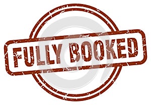 fully booked stamp. fully booked round vintage grunge label.