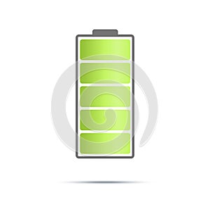 Fully charged battary icon on light background photo