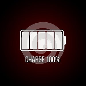 Fully charged battary icon on dark background photo