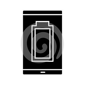 Fully charged smartphone battery glyph icon
