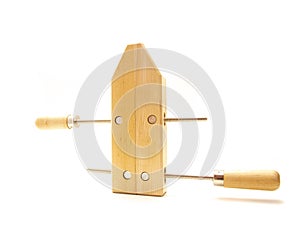 Fully closed position of dual handscrews wood clamp with hardwood jaws wider distribution provide firm, even pressure on boards photo