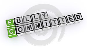Fully committed word block on white