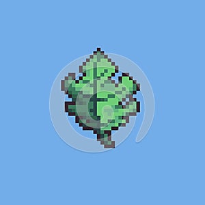 pixel art green leaf icon vector photo