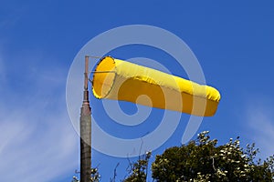 Fully Erect Bright Yellow Wind Indication Sock