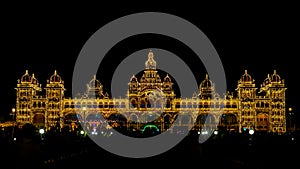 Fully illuminated by thousands of electric bulbs , Mysore palace is topmost tourist spot in Karnataka