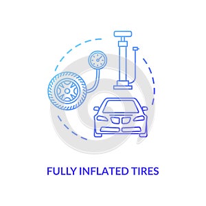 Fully inflated tire blue concept icon