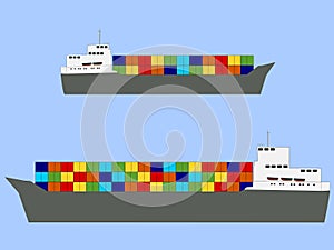 Fully ladened container ships