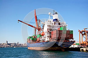 Fully loaded cargo ship