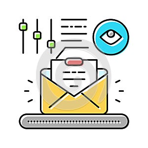 fully managed email marketing color icon vector illustration