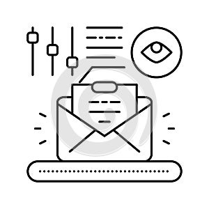 fully managed email marketing line icon vector illustration