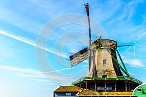 Fully Operational Historic Dutch Windmill in Zaanse Schans