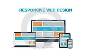 Fully responsive web design flat computer icons ve