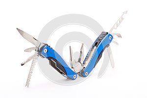 Fully unfolded multitool isolated