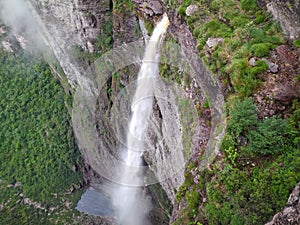 Fumaca(Smoke) waterfall, located on the Vale do Capao, in the district of Palmeiras, state of Bahia, Brasil/Brazil.