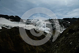 Fumarole in active crater of Mutnovsky volcano, Kamchatka, Russia