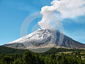 Fumarole comes out from the Popocatepetl volcano photo
